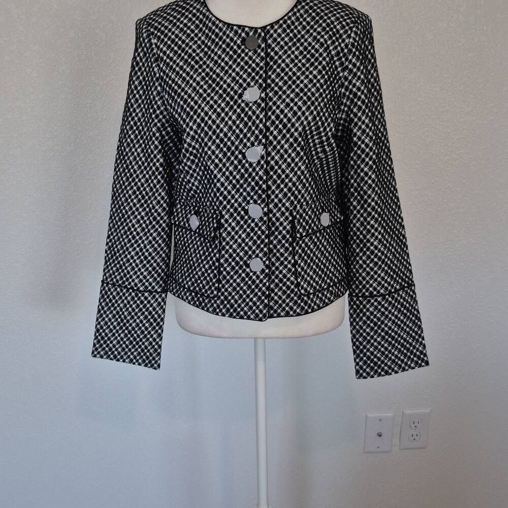 SPANX Women’s Ponte Jacket Jacquard Plaid Cropped Blazer Size L
